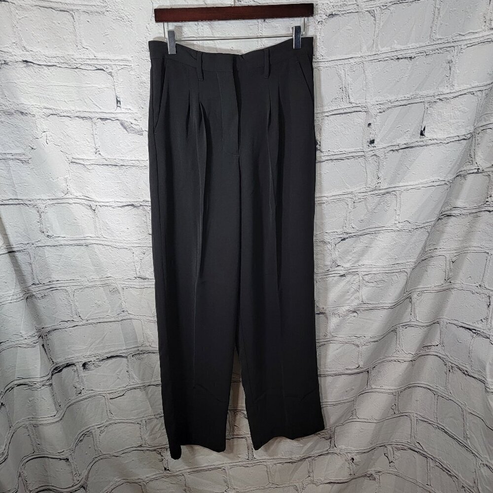 Jessica Simpson Black High Rise Wide Leg Pleated Trouser Pants 10 Office Career